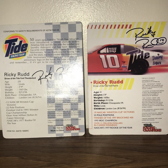 1996 & 1998 Ricky Rudd Tide Racing Cars - Picture 2 of 6